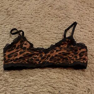 Aerie Leopard Print Bralette with Black Lace